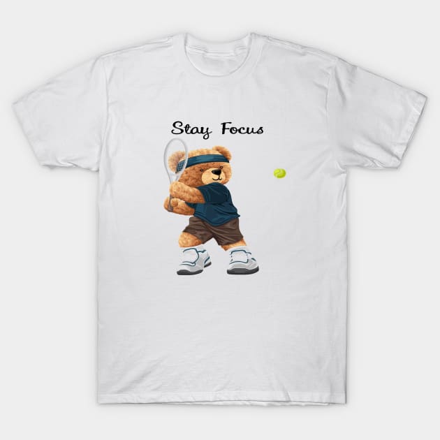 BEAR PLAYING TENNIS T-Shirt by Gouzka Creators 